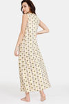 Zivame Ikat Knit Cotton Full Length Nightdress - Southern Moss — thumbnail 3
